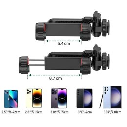4kom.pl Uchwyt adapter do telefonu na statyw aparat kamerę gwint 1/4 uniwersalny obrotowy selfie Czarny