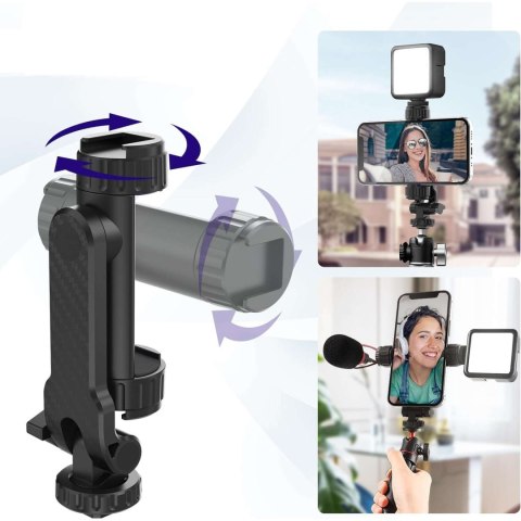 4kom.pl Uchwyt adapter do telefonu na statyw aparat kamerę gwint 1/4 uniwersalny obrotowy selfie Czarny 4kom.pl Uchwyt adapter do telefonu na statyw aparat kamerę gwint 1/4 uniwersalny obrotowy selfie Czarny