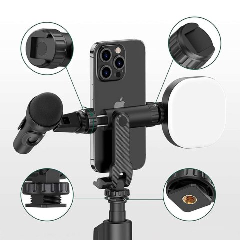4kom.pl Uchwyt adapter do telefonu na statyw aparat kamerę gwint 1/4 uniwersalny obrotowy selfie Czarny 4kom.pl Uchwyt adapter do telefonu na statyw aparat kamerę gwint 1/4 uniwersalny obrotowy selfie Czarny