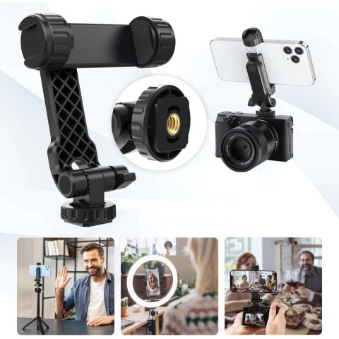 4kom.pl Uchwyt adapter do telefonu na statyw aparat kamerę gwint 1/4 uniwersalny obrotowy selfie Czarny 4kom.pl Uchwyt adapter do telefonu na statyw aparat kamerę gwint 1/4 uniwersalny obrotowy selfie Czarny