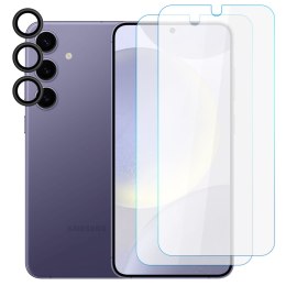 4kom.pl 2x Szkło hartowane na ekran + szkło na obiektyw do Samsung Galaxy S24+ Plus zestaw szkieł ochronnych Clear Set