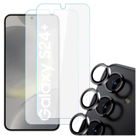4kom.pl 2x Szkło hartowane na ekran + szkło na obiektyw do Samsung Galaxy S24+ Plus zestaw szkieł ochronnych Clear Set 4kom.pl 2x Szkło hartowane na ekran + szkło na obiektyw do Samsung Galaxy S24+ Plus zestaw szkieł ochronnych Clear Set