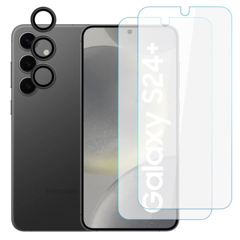 4kom.pl 2x Szkło hartowane na ekran + szkło na obiektyw do Samsung Galaxy S24+ Plus zestaw szkieł ochronnych Clear Set 4kom.pl 2x Szkło hartowane na ekran + szkło na obiektyw do Samsung Galaxy S24+ Plus zestaw szkieł ochronnych Clear Set