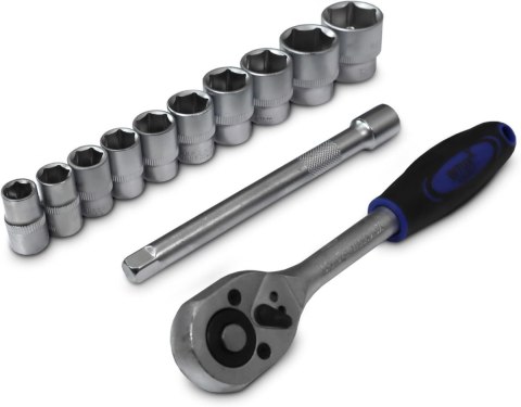 Bituxx Grzechotka 3/8" + przedłużka 150mm + 10 nasadek sześciokątnych Bituxx Grzechotka 3/8" + przedłużka 150mm + 10 nasadek sześciokątnych