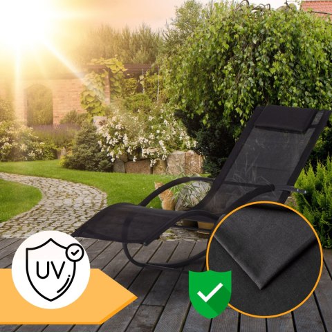 E-hurtownia Leżak Bujany OGRODOWY 175cm 150kg Nowoczesny Fotel Leżanka Czarny Zestaw x2 E-hurtownia Leżak Bujany OGRODOWY 175cm 150kg Nowoczesny Fotel Leżanka Czarny Zestaw x2