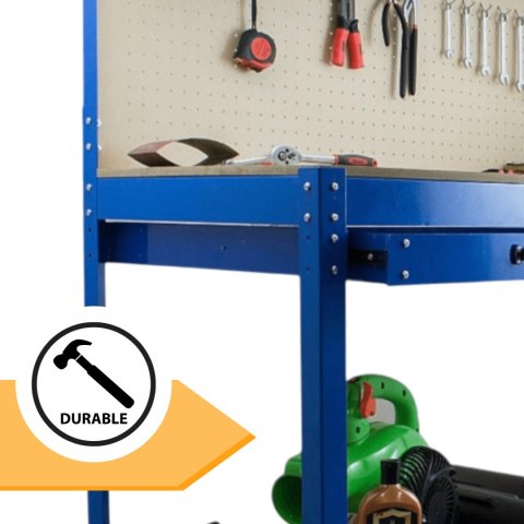 E-hurtownia Solidny Stół Warsztatowy z Szufladą Haki Uchwyty 100 kg 115x55 cm Duży blat E-hurtownia Solidny Stół Warsztatowy z Szufladą Haki Uchwyty 100 kg 115x55 cm Duży blat