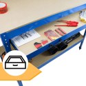 E-hurtownia Solidny Stół Warsztatowy z Szufladą Haki Uchwyty 100 kg 115x55 cm Duży blat