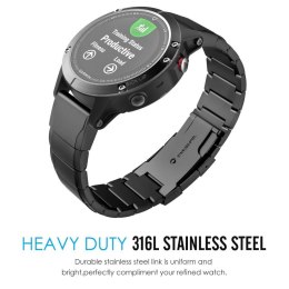 4kom.pl Bransoleta stalowa Steelband do Garmin Fenix 5 / 6 / 6 PRO / 7 Black
