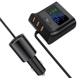 Acefast Acefast ładowarka samochodowa 90W USB Typ C / 3x USB / gniazdo zapalniczki, PPS, PD3.0, QC3.0, AFC, FCP stacja ładująca czarny (