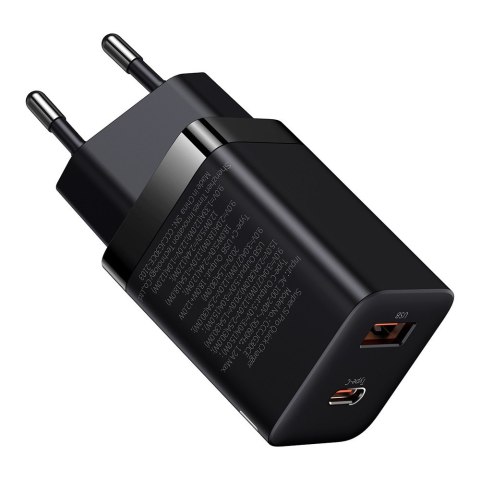 Baseus Ładowarka sieciowa Baseus Super Si Pro Quick Charger USB + USB-C QC 3.0 PD 30W Czarna Baseus Ładowarka sieciowa Baseus Super Si Pro Quick Charger USB + USB-C QC 3.0 PD 30W Czarna