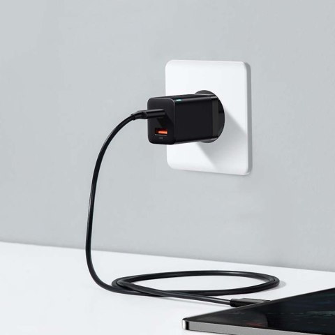 Baseus Ładowarka sieciowa Baseus Super Si Pro Quick Charger USB + USB-C QC 3.0 PD 30W Czarna Baseus Ładowarka sieciowa Baseus Super Si Pro Quick Charger USB + USB-C QC 3.0 PD 30W Czarna