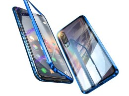 Dr. Fit Etui magnetyczne szklane Dr.Fit dwustronne do Xiaomi Mi 9 Niebieskie