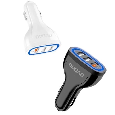 Dudao Dudao ładowarka samochodowa szybkie ładowanie Quick Charge 3.0 QC3.0 2.4A 18W 3x USB biały (R7S white) Dudao Dudao ładowarka samochodowa szybkie ładowanie Quick Charge 3.0 QC3.0 2.4A 18W 3x USB biały (R7S white)