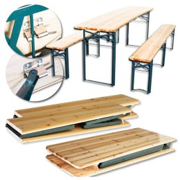 E-hurtownia Zestaw ogrodowy drewniany skladany stol 2 ławki 220 cm Komplet Piwny Barowy
