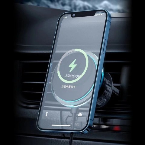 Joyroom Joyroom samochodowy uchwyt magnetyczny bezprzewodowa indukcyjna ładowarka Qi 15W (kompatybilna z MagSafe do iPhone) na kratkę na Joyroom Joyroom samochodowy uchwyt magnetyczny bezprzewodowa indukcyjna ładowarka Qi 15W (kompatybilna z MagSafe do iPhone) na kratkę na