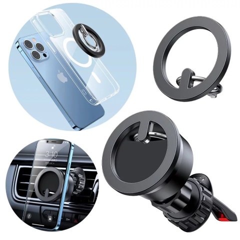Joyroom Joyroom zestaw wielofunkcyjny magnetyczny uchwyt samochodowy ring podstawka do telefonu czarny (JR-ZS294) Joyroom Joyroom zestaw wielofunkcyjny magnetyczny uchwyt samochodowy ring podstawka do telefonu czarny (JR-ZS294)