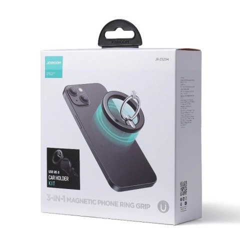 Joyroom Joyroom zestaw wielofunkcyjny magnetyczny uchwyt samochodowy ring podstawka do telefonu czarny (JR-ZS294) Joyroom Joyroom zestaw wielofunkcyjny magnetyczny uchwyt samochodowy ring podstawka do telefonu czarny (JR-ZS294)