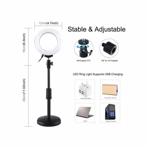 Puluz Lampa pierścieniowa LED z regulowaną podstawką Puluz PU391 Puluz Lampa pierścieniowa LED z regulowaną podstawką Puluz PU391