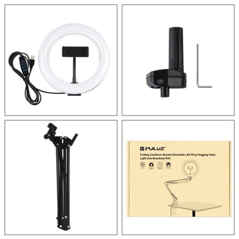 Puluz Puluz Lampa pierścieniowa / statyw biurkowy na klips LED 20 cm vlog / stream na telefon PKT3089B Puluz Puluz Lampa pierścieniowa / statyw biurkowy na klips LED 20 cm vlog / stream na telefon PKT3089B