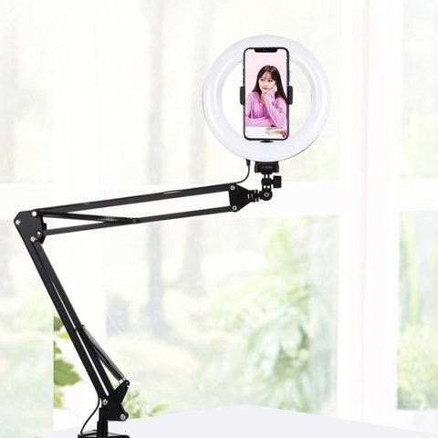 Puluz Puluz Lampa pierścieniowa / statyw biurkowy na klips LED 20 cm vlog / stream na telefon PKT3089B Puluz Puluz Lampa pierścieniowa / statyw biurkowy na klips LED 20 cm vlog / stream na telefon PKT3089B