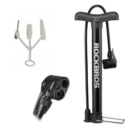 RockBros Metalowa Pompka rowerowa podłogowa RockBros A320 z igłą do roweru piłki Czarna