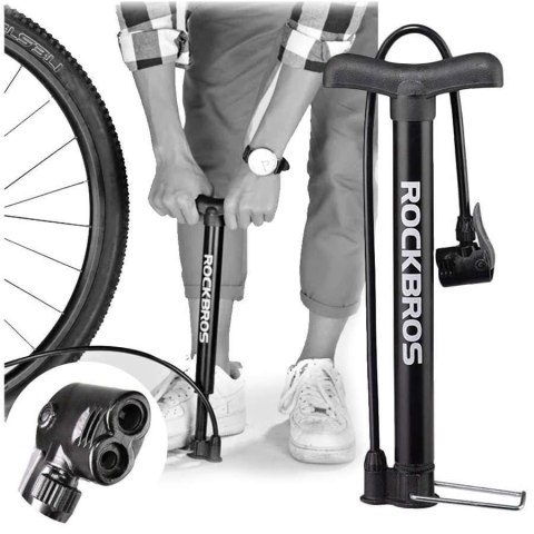 RockBros Metalowa Pompka rowerowa podłogowa RockBros A320 z igłą do roweru piłki Czarna RockBros Metalowa Pompka rowerowa podłogowa RockBros A320 z igłą do roweru piłki Czarna