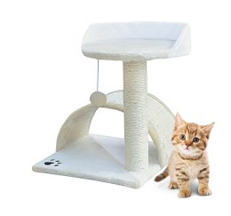 Bituxx Drapak dla kota Legowisko+Budka biało-beżowy 43cm