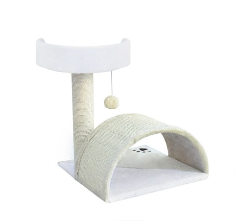 Bituxx Drapak dla kota Legowisko+Budka biało-beżowy 43cm Bituxx Drapak dla kota Legowisko+Budka biało-beżowy 43cm