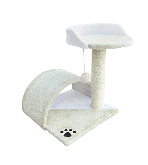 Bituxx Drapak dla kota Legowisko+Budka biało-beżowy 43cm Bituxx Drapak dla kota Legowisko+Budka biało-beżowy 43cm