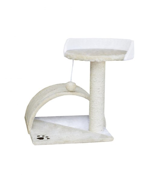 Bituxx Drapak dla kota Legowisko+Budka biało-beżowy 43cm Bituxx Drapak dla kota Legowisko+Budka biało-beżowy 43cm