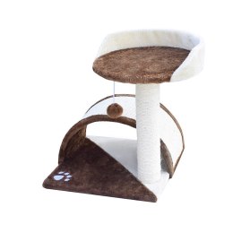 Bituxx Drapak dla kota Legowisko+Budka biało-brązowy 43cm