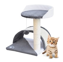 Bituxx Drapak dla kota Legowisko+Budka biało-siwy 43cm