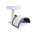 Bituxx Drapak dla kota Legowisko+Budka biało-siwy 43cm