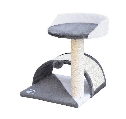 Bituxx Drapak dla kota Legowisko+Budka biało-siwy 43cm Bituxx Drapak dla kota Legowisko+Budka biało-siwy 43cm
