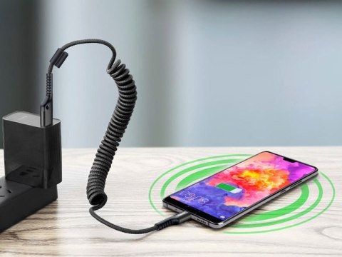Baseus Baseus elastyczny kabel Fish eye spring USB-C Typ C 2A 1M czarny Baseus Baseus elastyczny kabel Fish eye spring USB-C Typ C 2A 1M czarny