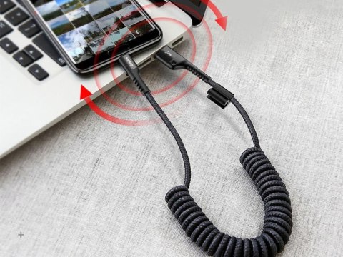 Baseus Baseus elastyczny kabel Fish eye spring USB-C Typ C 2A 1M czarny Baseus Baseus elastyczny kabel Fish eye spring USB-C Typ C 2A 1M czarny