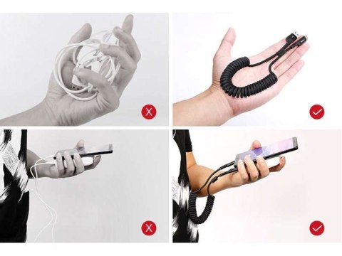Baseus Baseus elastyczny kabel Fish eye spring USB-C Typ C 2A 1M czarny Baseus Baseus elastyczny kabel Fish eye spring USB-C Typ C 2A 1M czarny