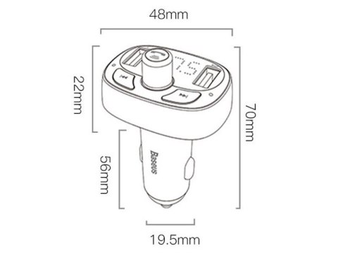 Baseus Ładowarka samochodowa Baseus transmiter Bluetooth FM MP3 T-Typed black Baseus Ładowarka samochodowa Baseus transmiter Bluetooth FM MP3 T-Typed black