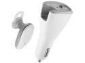 Benks Benks 2w1 słuchawka Bluetooth + ładowarka samochodowa 2x USB white