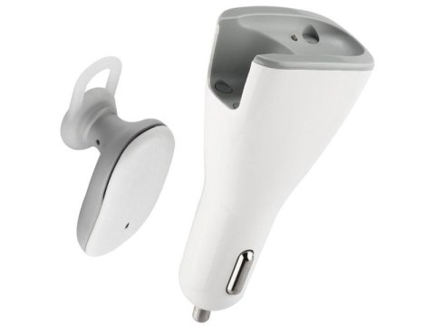 Benks Benks 2w1 słuchawka Bluetooth + ładowarka samochodowa 2x USB white Benks Benks 2w1 słuchawka Bluetooth + ładowarka samochodowa 2x USB white
