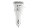 Benks Benks 2w1 słuchawka Bluetooth + ładowarka samochodowa 2x USB white