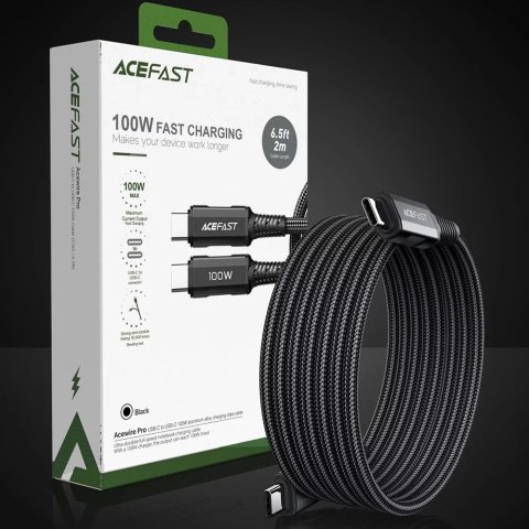 Acefast Acefast kabel USB Typ C - USB Typ C 2m, 100W (20V/5A) czarny (C4-03 Black) Acefast Acefast kabel USB Typ C - USB Typ C 2m, 100W (20V/5A) czarny (C4-03 Black)
