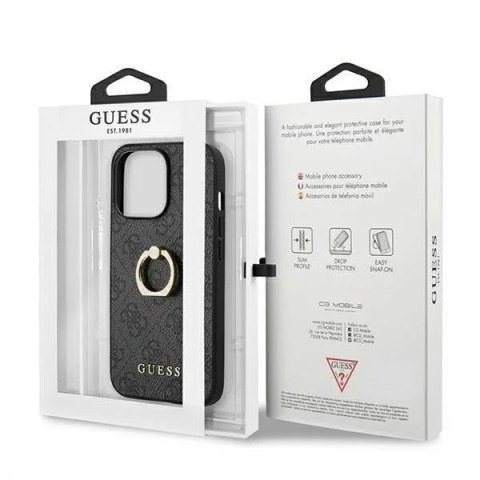 Guess Etui Guess GUHCP13L4GMRGR do Apple iPhone 13 Pro / 13 6,1" szary/grey hardcase 4G with ring stand Guess Etui Guess GUHCP13L4GMRGR do Apple iPhone 13 Pro / 13 6,1" szary/grey hardcase 4G with ring stand