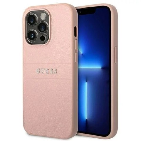 Guess Etui Guess GUHCP14LPSASBPI do Apple iPhone 14 Pro 6,1" różowy/pink Saffiano Strap Guess Etui Guess GUHCP14LPSASBPI do Apple iPhone 14 Pro 6,1" różowy/pink Saffiano Strap