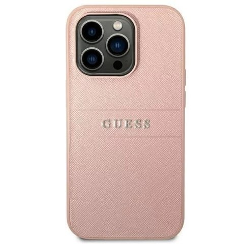 Guess Etui Guess GUHCP14LPSASBPI do Apple iPhone 14 Pro 6,1" różowy/pink Saffiano Strap Guess Etui Guess GUHCP14LPSASBPI do Apple iPhone 14 Pro 6,1" różowy/pink Saffiano Strap
