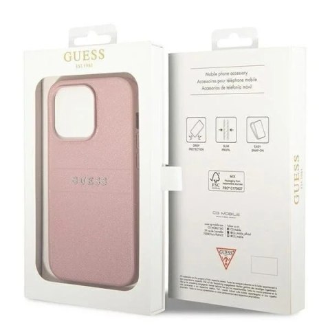 Guess Etui Guess GUHCP14LPSASBPI do Apple iPhone 14 Pro 6,1" różowy/pink Saffiano Strap Guess Etui Guess GUHCP14LPSASBPI do Apple iPhone 14 Pro 6,1" różowy/pink Saffiano Strap