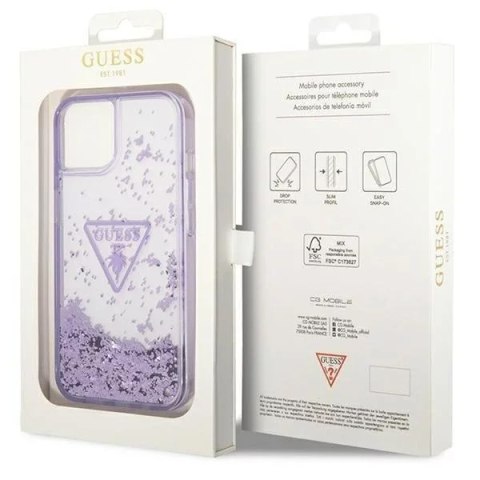 Guess Etui Guess GUHCP14MLFCTPU do Apple iPhone 14 Plus 6,7" fioletowy/purple hardcase Liquid Glitter Palm Collection Guess Etui Guess GUHCP14MLFCTPU do Apple iPhone 14 Plus 6,7" fioletowy/purple hardcase Liquid Glitter Palm Collection