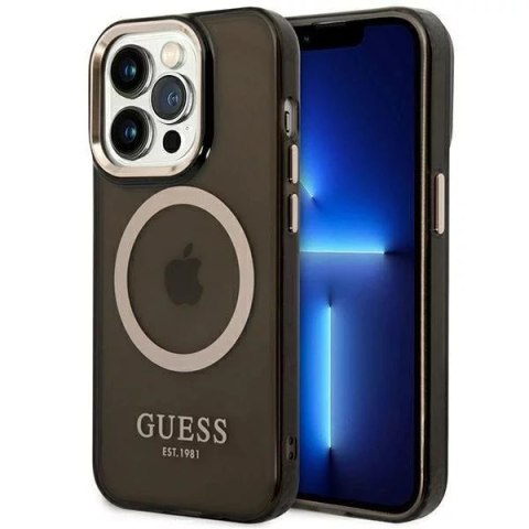 Guess Etui Guess GUHMP14LHTCMK do Apple iPhone 14 Pro 6,1" czarny/black hard case Gold Outline Translucent MagSafe Guess Etui Guess GUHMP14LHTCMK do Apple iPhone 14 Pro 6,1" czarny/black hard case Gold Outline Translucent MagSafe