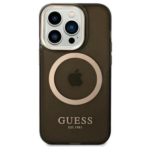 Guess Etui Guess GUHMP14LHTCMK do Apple iPhone 14 Pro 6,1" czarny/black hard case Gold Outline Translucent MagSafe Guess Etui Guess GUHMP14LHTCMK do Apple iPhone 14 Pro 6,1" czarny/black hard case Gold Outline Translucent MagSafe