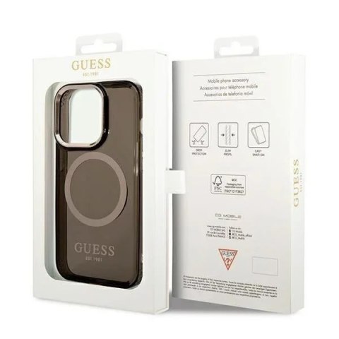 Guess Etui Guess GUHMP14LHTCMK do Apple iPhone 14 Pro 6,1" czarny/black hard case Gold Outline Translucent MagSafe Guess Etui Guess GUHMP14LHTCMK do Apple iPhone 14 Pro 6,1" czarny/black hard case Gold Outline Translucent MagSafe